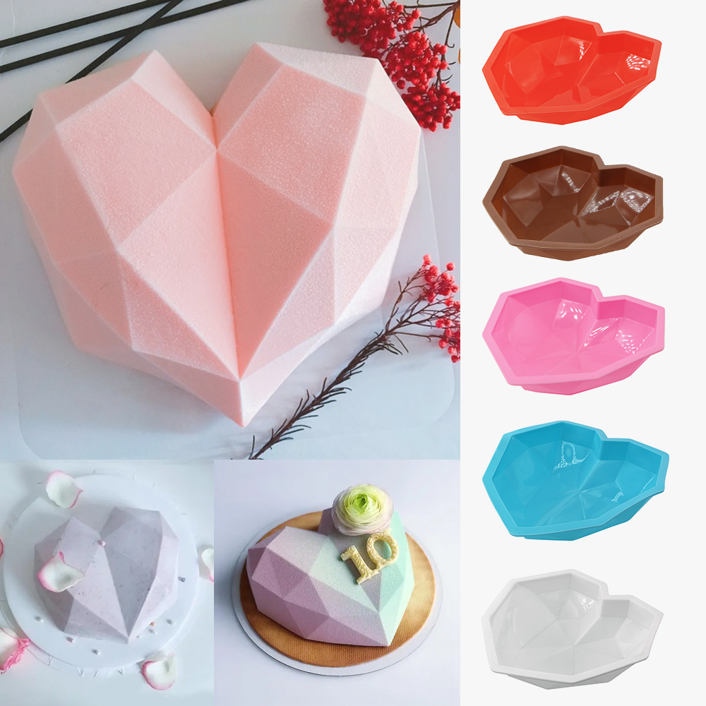 Moule à gâteau en silicone 3D en forme de cœur, moule à chocolat, poêle à pâtisserie, accessoire de cuisson, ustensiles de cuisine