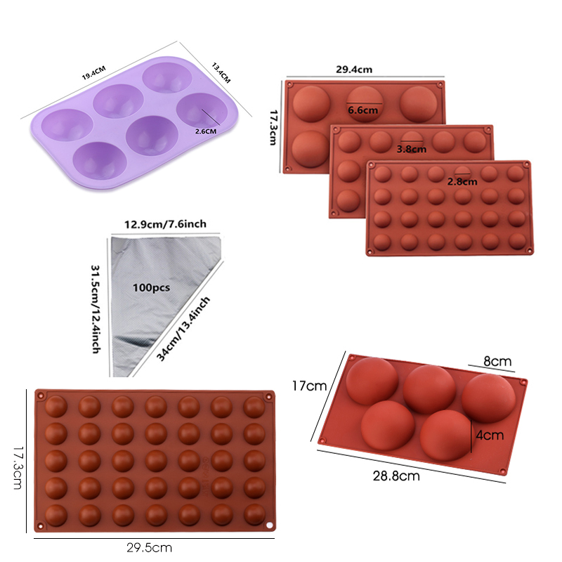 Moule en silicone demi-boule de sphère de chocolat, forme hémisphère, gâteau au chocolat, mousse, dessert, cuisson de manière spectaculaire, ustensiles de cuisson