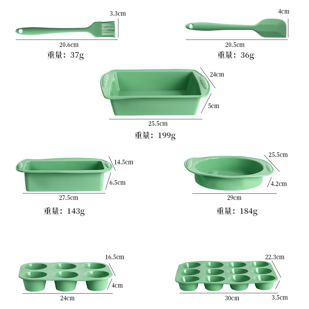 FAIS DU-Moules de Cuisson de Gâteaux Verts en Silicone, Ustensiles de Cuisson pour Pâtisserie, Accessoires et Outils de Décoration de Muffins, DIY