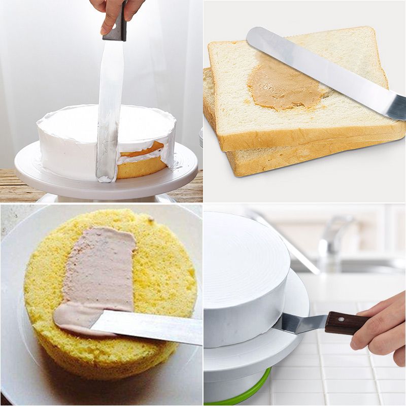 FAIS DU-Kit d'outils rotatifs pour décorations de gâteaux, grattoirs à crème, support à gâteau, accessoires de cuisson de cuisine, coloré