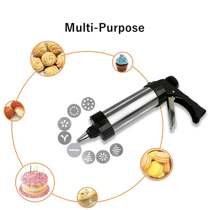 Ensemble de Pistolets de Décoration de Gâteaux en Acier Inoxydable, Machine Extrudeuse Extrudeuse de Seringue, Outils de Cuisson de Cuisine