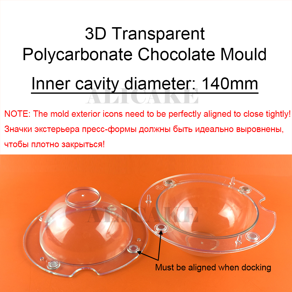 Moule à chocolat sphère 3D en polycarbonate pour boule, bombe à chocolat chaud, MSI de gâteau, mousse bretonne, outil de cuisson dramatique ConfHavre, 140mm