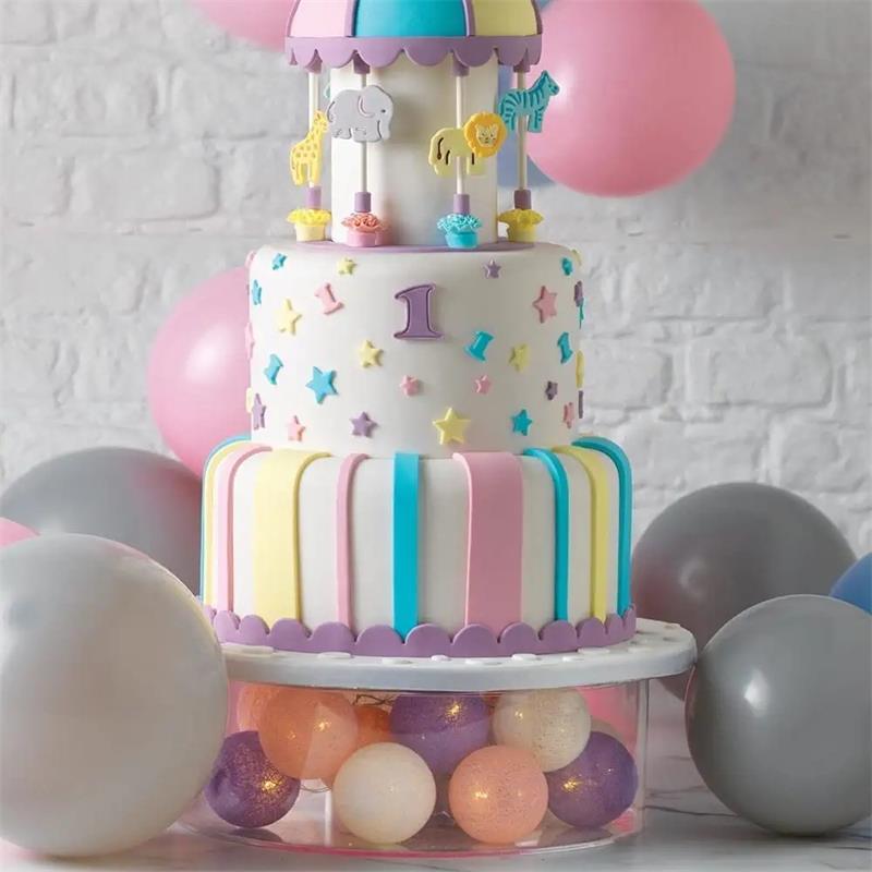 Panneau d'affichage de gâteau rechargeable en acrylique, cylindre Transparent en acrylique peut être rempli de gâteau pour tenir le thème de la fête, décoration de bricolage