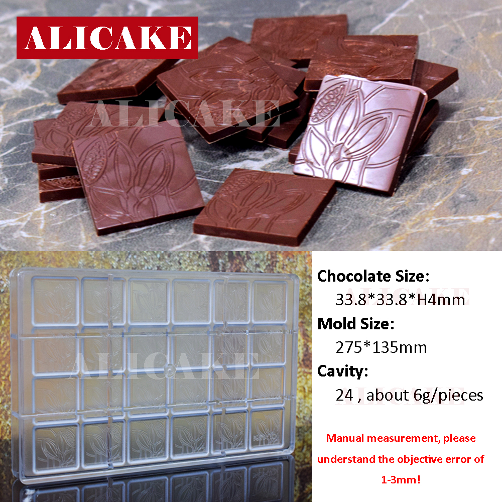 Moule à chocolat en Polycarbonate, Cube à motif de cacao, outils de pâtisserie pour barres de chocolats, moule à Bonbons, moule de confiserie de boulangerie