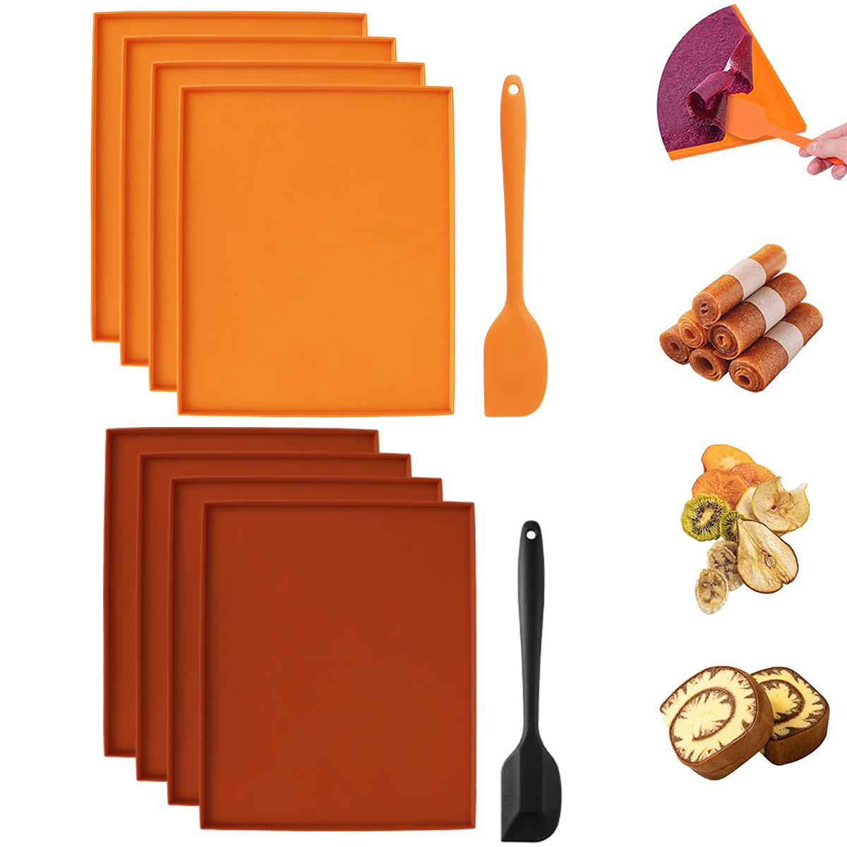 Feuilles de déliaison en silicone avec grattoir pour fruits et viande, tapis de déliaison, accessoires de cuisine, plaque de cuisson antiarina, 05/09/2018, 4 pièces