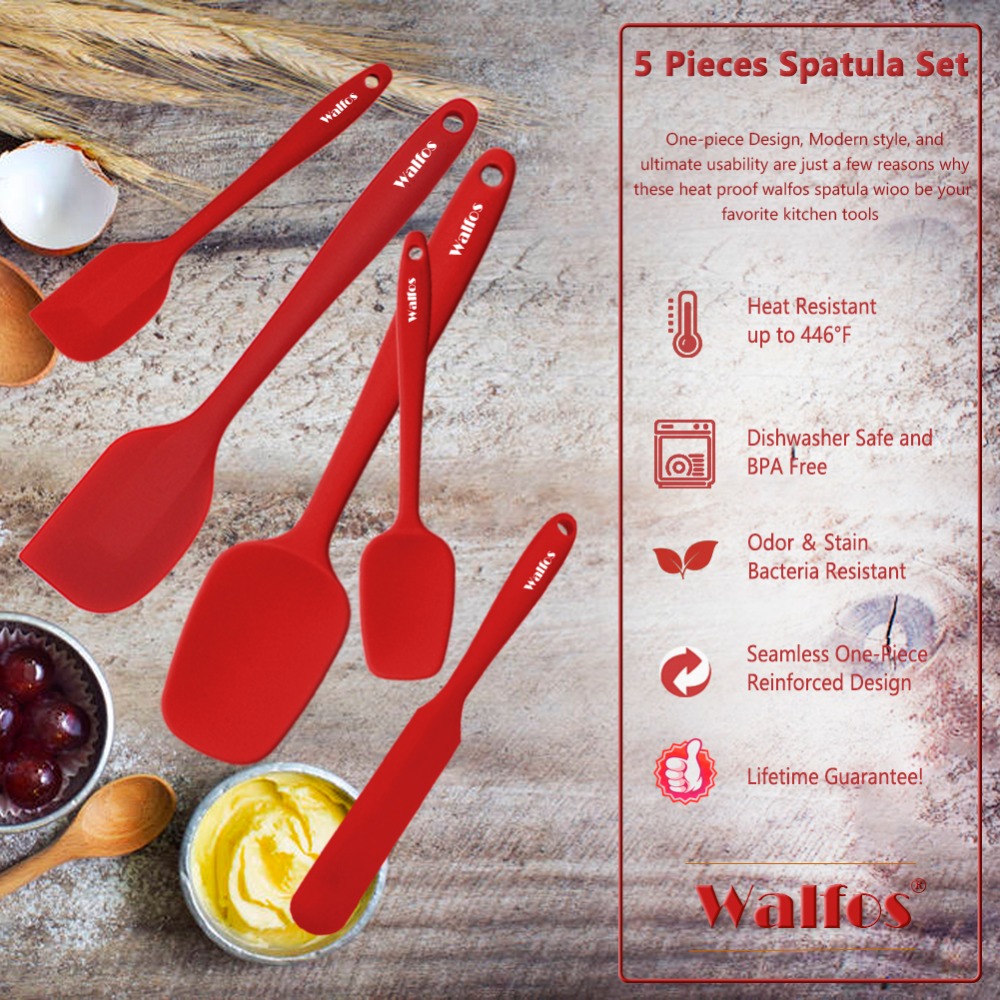 Walfos – spatule en Silicone antiadhésive, pour pâtisserie, résistante à la chaleur, ustensile de cuisine, 5