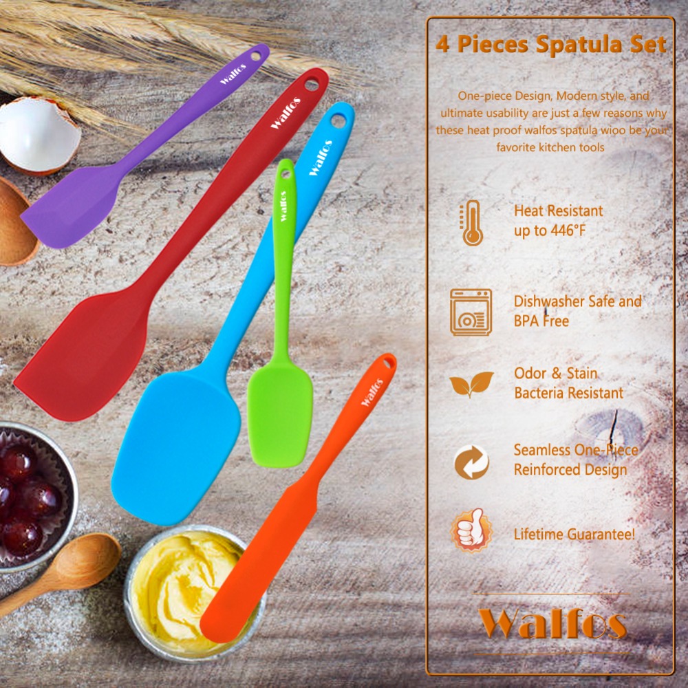 Walfos – spatule en Silicone antiadhésive, pour pâtisserie, résistante à la chaleur, ustensile de cuisine, 5