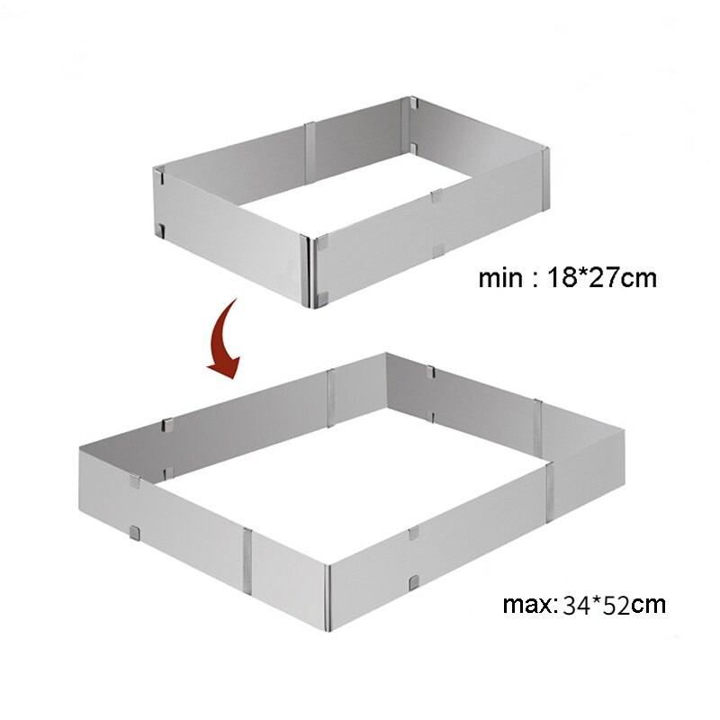 Moule carré réglable en acier inoxydable pour gâteau au fromage, cadre de décoration, outil de cuisson, anneau de mousse, ustensiles de cuisson spectaculaires