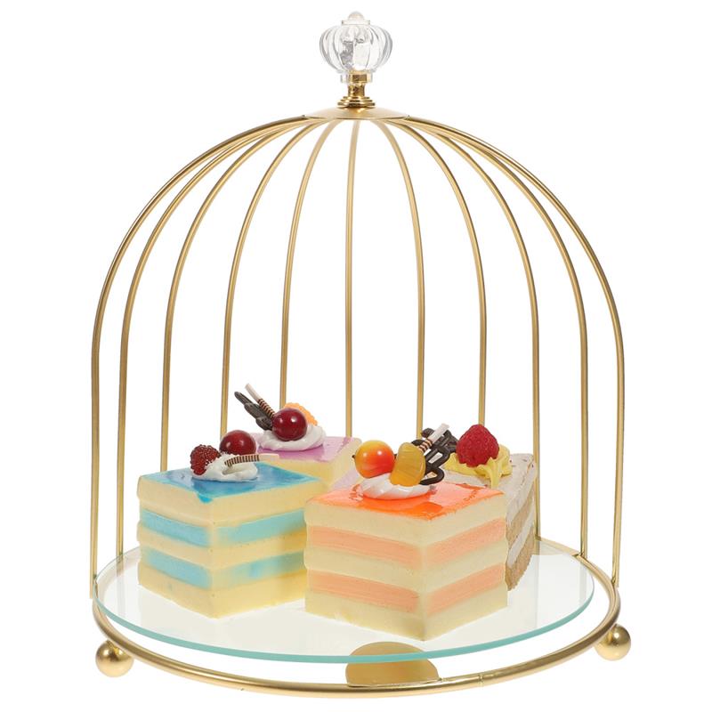 Plateau d'exposition pour gâteaux cupcakes, plateau à Dessert Cage de mariage oiseau doré support de service, organisateur de tour pâtisserie Table Cage à oiseaux en métal