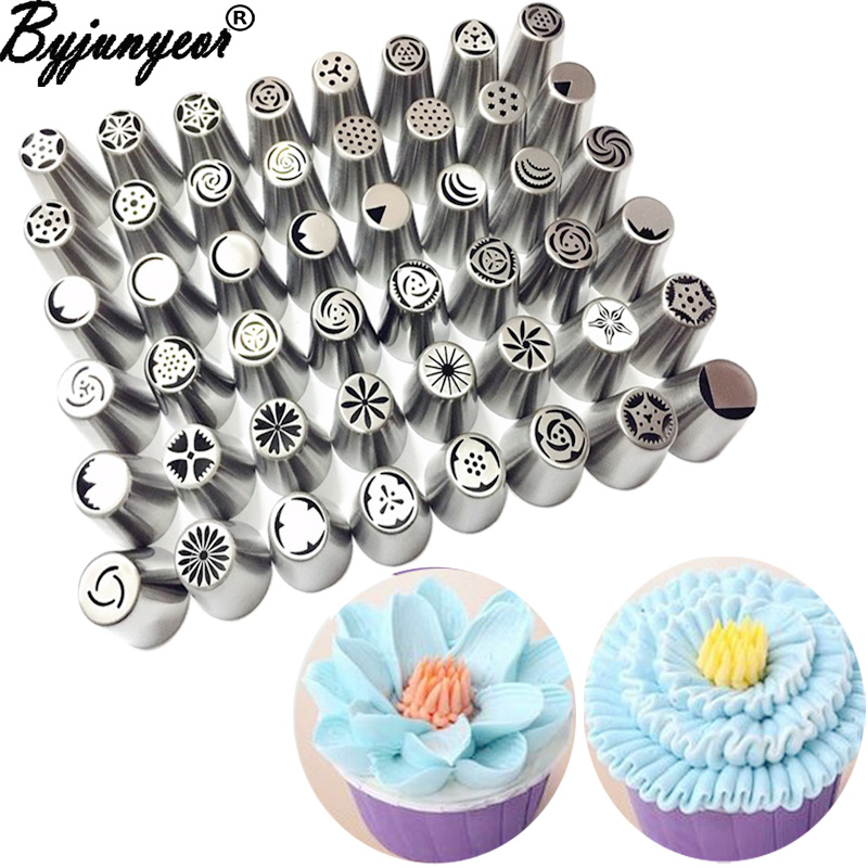 Byjunyeor-Buses en acier inoxydable, glaçage spectaculaire, tuyauterie russe, pointes de décoration, outils de cuisson pour gâteau, CSino 1, 48 pièces