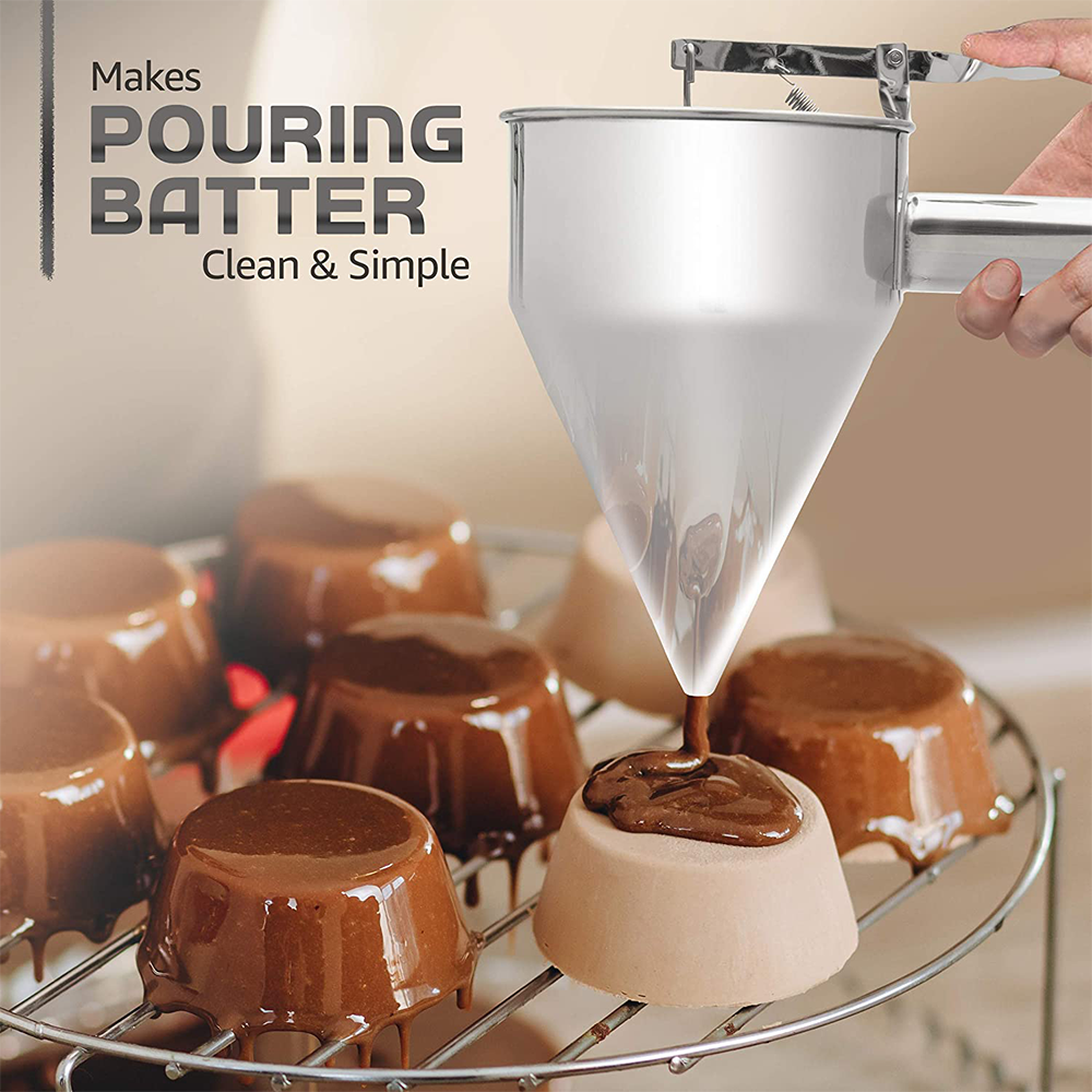 Distributeur de pâte à crêpes en acier inoxydable, séparateur de pâte de farine, outil de cuisson pour gâteau Chi, gaufres, mélange de muffins, ustensiles de cuisson pour gâteau crème