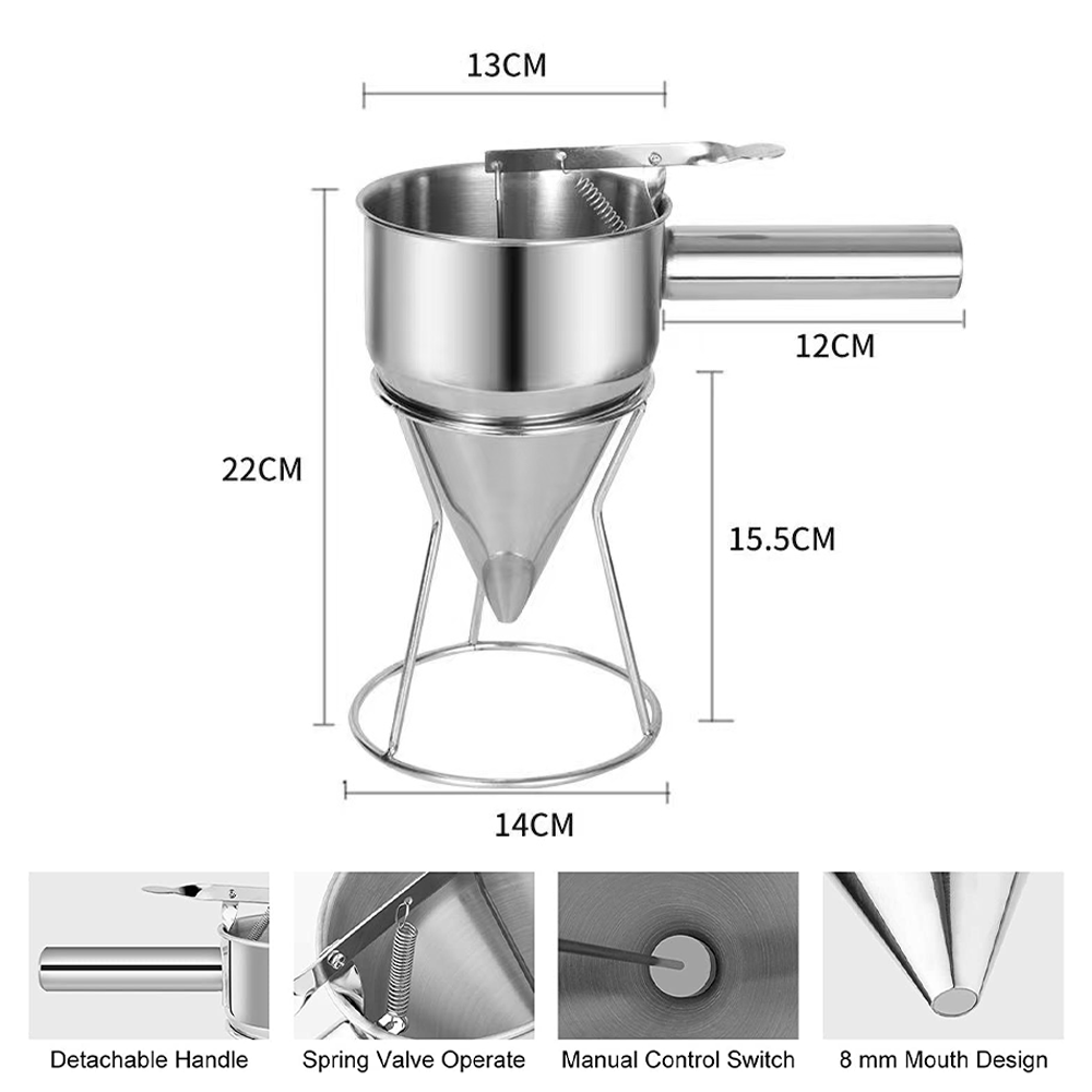 Distributeur de pâte à crêpes en acier inoxydable, séparateur de pâte de farine, outil de cuisson pour gâteau Chi, gaufres, mélange de muffins, ustensiles de cuisson pour gâteau crème