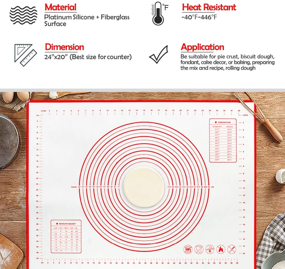 Polymères de cuisson en silicone surdimensionnés, 80 cm, 70 cm, 60 cm, 30cm, tampon de pétrissage à rouler, outils dramatiques, pâte à pizza, pâte à crème, polymères de silicone de cuisine antiadhésifs