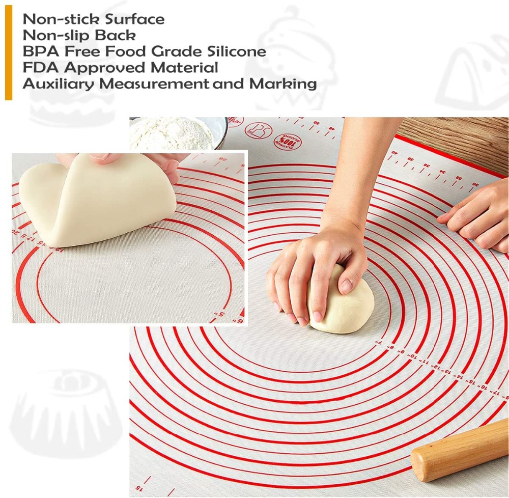 Polymères de cuisson en silicone surdimensionnés, 80 cm, 70 cm, 60 cm, 30cm, tampon de pétrissage à rouler, outils dramatiques, pâte à pizza, pâte à crème, polymères de silicone de cuisine antiadhésifs