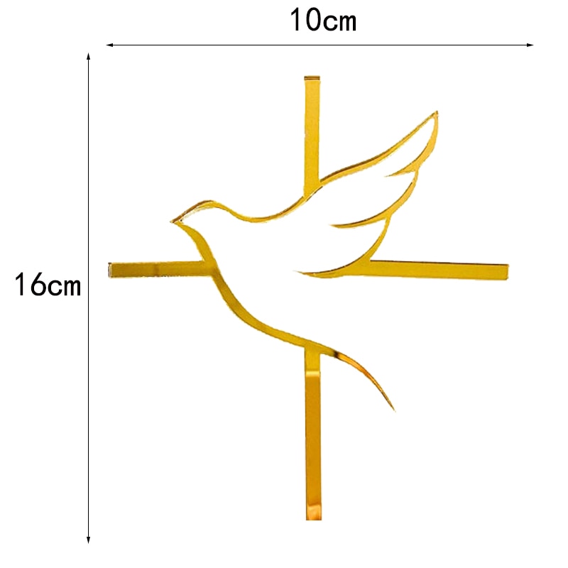 Décoration de gâteau de première communion de baptême, décoration de gâteau de colombe de la paix, fournitures de fête de baptême, outils en acrylique