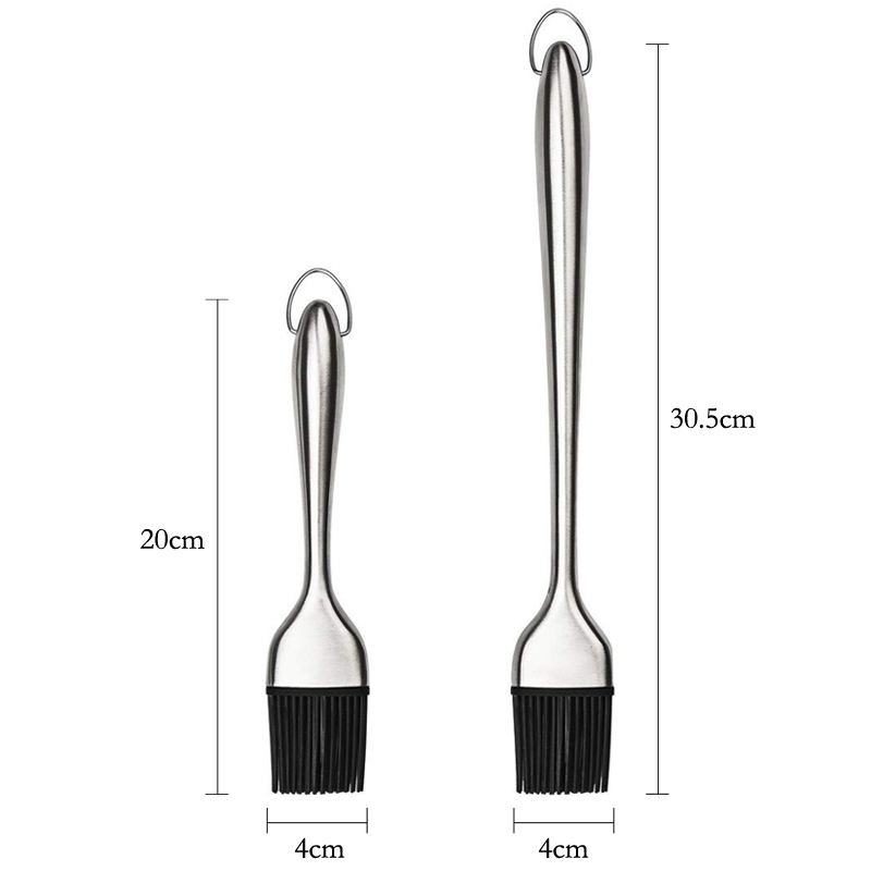 Brosse à huile de cuisine en silicone avec manche en acier inoxydable, ustensile de cuisson pour barbecue