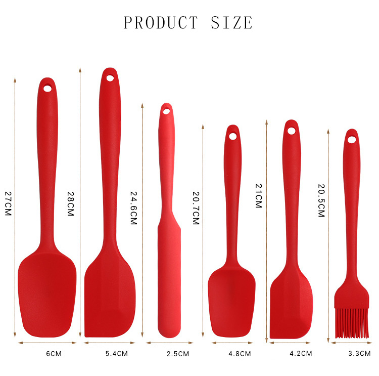 Spatule en silicone pour la cuisson, spatule à degré de chaleur, spatule pour la cuisson, outil Assad, outils de décoration de gâteaux, ensembles iss de cuisine, 6 pièces