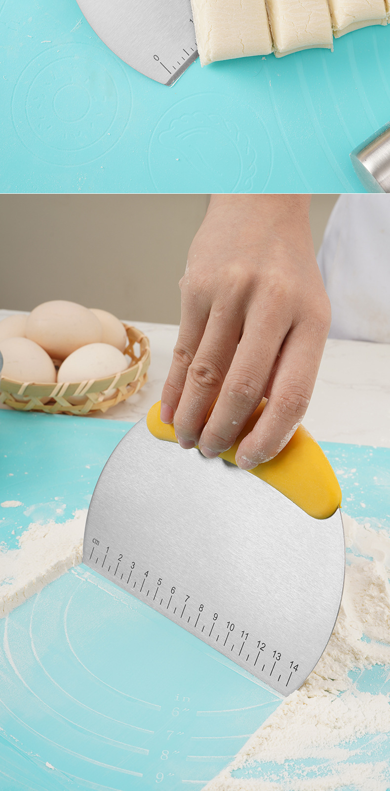 Grattoir à crème en acier inoxydable avec échelle, couteau à sucre, outil de cuisson