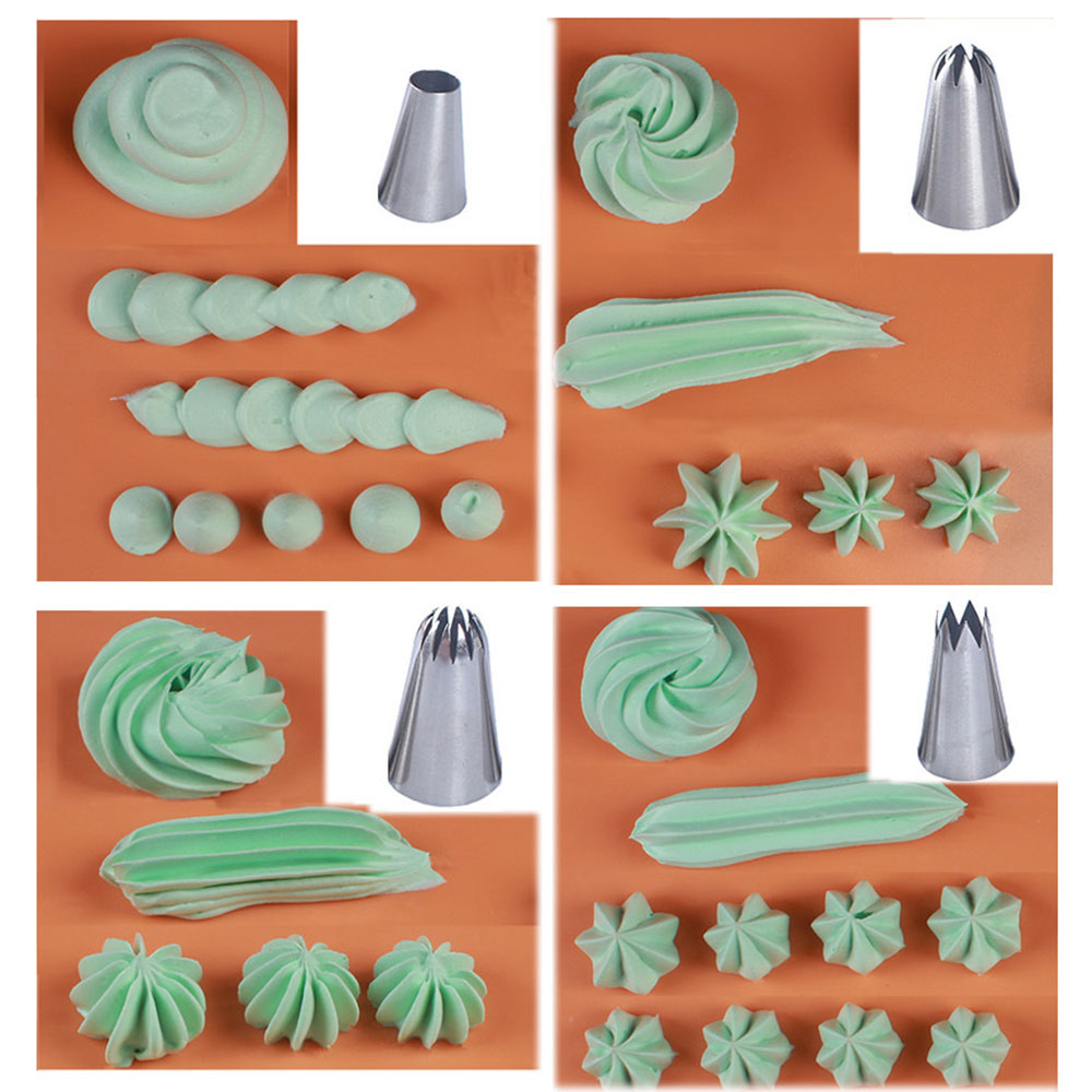 Grandes buses de glaçage en acier inoxydable pour gâteau Chi, décoration de crème de gâteau en métal, outils padramatiques, tête de gâteau, décorateur de dessert, ensemble de 5 pièces