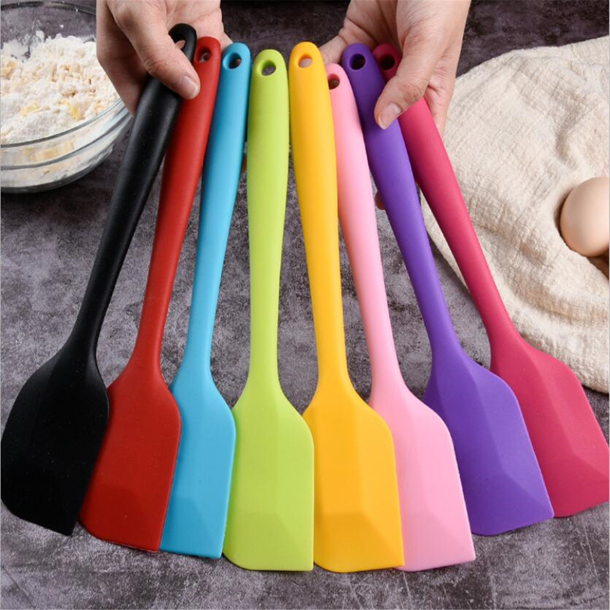 Spatule en silicone pour gâteau à la crème, manche long, pâte Assad, grattoir, brosse, poupée, centre commercial, outils de cuisine, 28x5.5cm