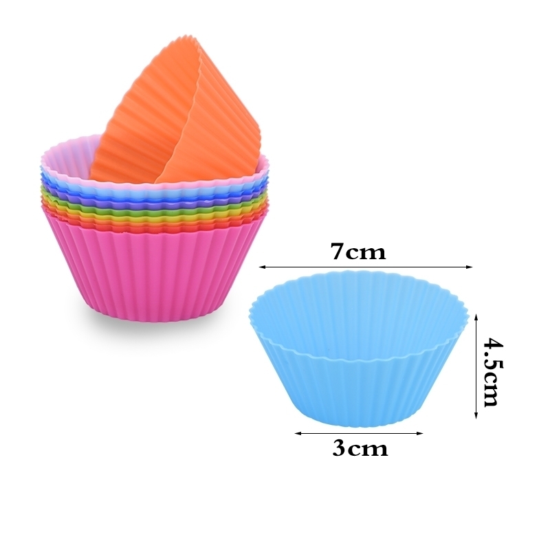 Moules à muffins et cupcakes ronds en silicone, fournitures de cuisine pour la maison, outils de décoration de gâteaux, lot de 12 pièces