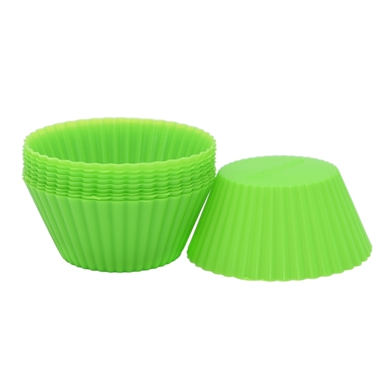 Moules à muffins et cupcakes ronds en silicone, fournitures de cuisine pour la maison, outils de décoration de gâteaux, lot de 12 pièces