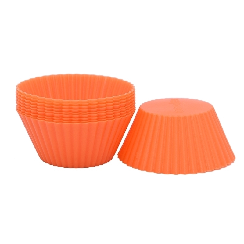 Moules à muffins et cupcakes ronds en silicone, fournitures de cuisine pour la maison, outils de décoration de gâteaux, lot de 12 pièces