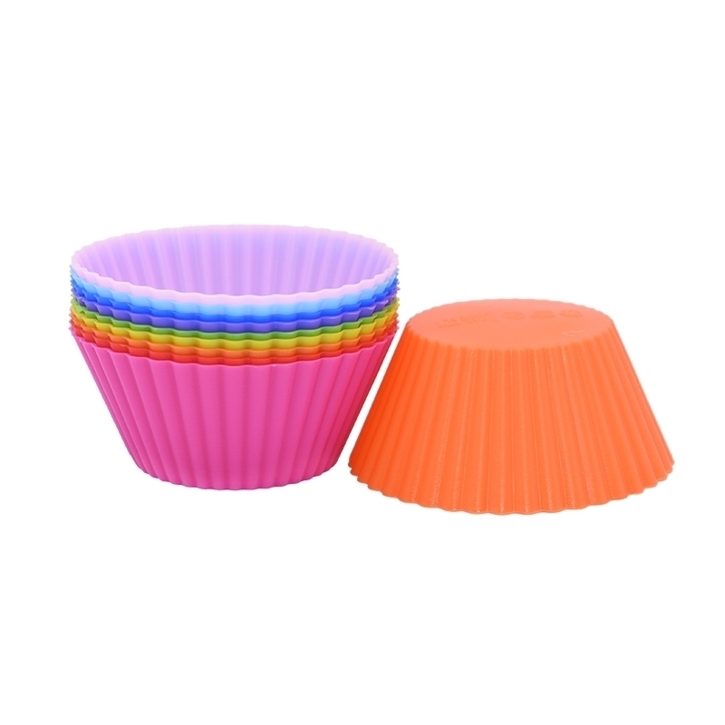 Moules à muffins et cupcakes ronds en silicone, fournitures de cuisine pour la maison, outils de décoration de gâteaux, lot de 12 pièces