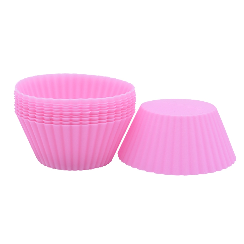 Moules à muffins et cupcakes ronds en silicone, fournitures de cuisine pour la maison, outils de décoration de gâteaux, lot de 12 pièces