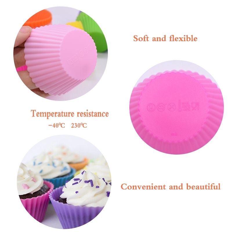 Moules à muffins et cupcakes ronds en silicone, fournitures de cuisine pour la maison, outils de décoration de gâteaux, lot de 12 pièces