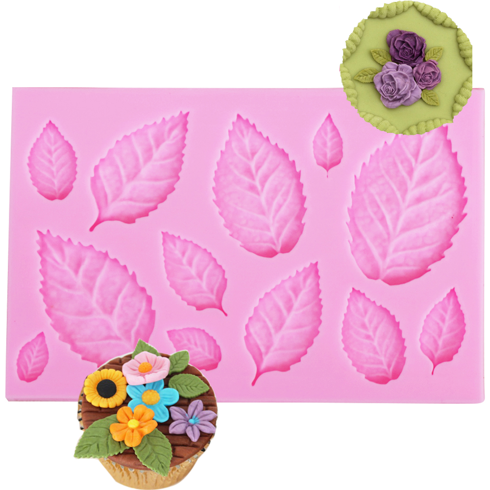 Moule en Silicone pour feuilles de Rose et d'érable, résine époxy UV, moule à Fondant en argile polymère, outil de décoration de gâteau, fleur, gomme, M961