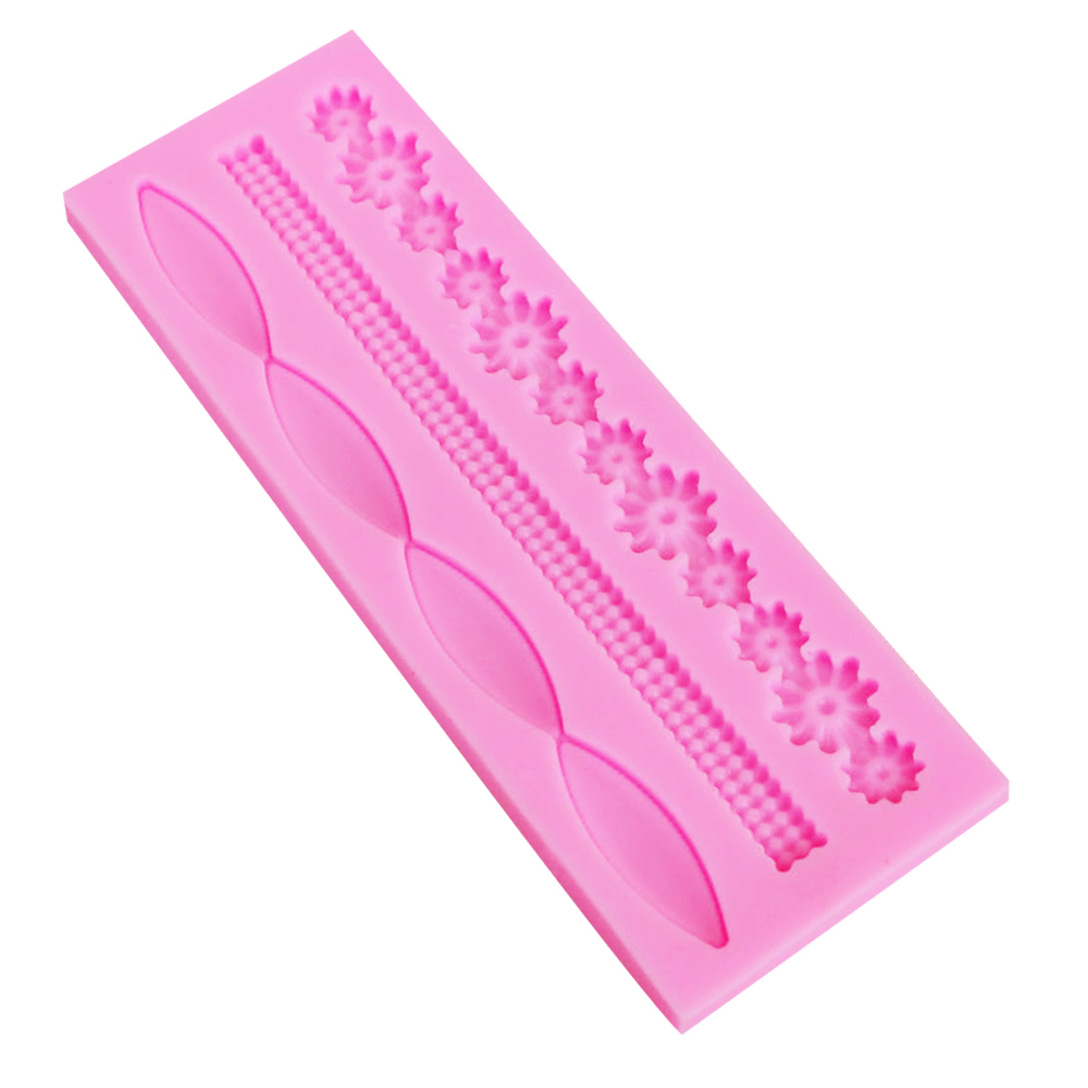 Sophonia – moule à sucre en Silicone, collier de perles longues, dentelle de fleurs, Fondant, outils de décoration pour chocolat, 5.2x15.3x0.6cm, M308