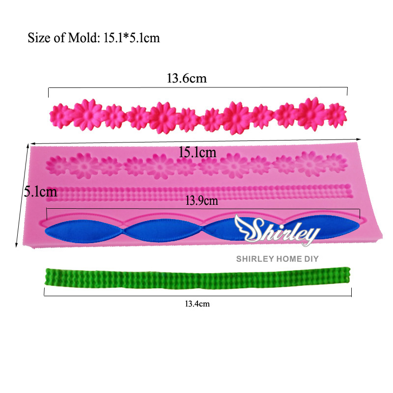 Sophonia – moule à sucre en Silicone, collier de perles longues, dentelle de fleurs, Fondant, outils de décoration pour chocolat, 5.2x15.3x0.6cm, M308